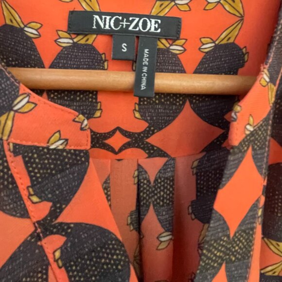 Women's Size Small NIC+ZOE Sleeveless Orange/Black Armadillo Top - Picture 4 of 16